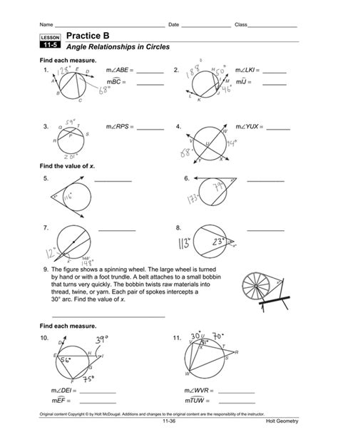 circles lines and angles tesccc answer key PDF