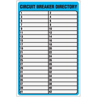 circuit breaker directory template PDF