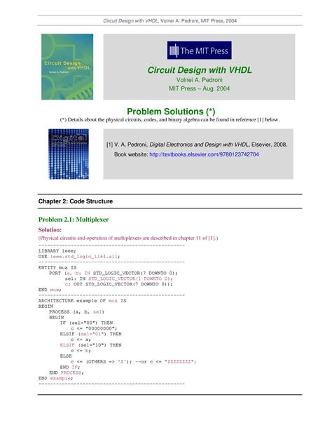 circuit design with vhdl by volnei a pedroni solution Kindle Editon