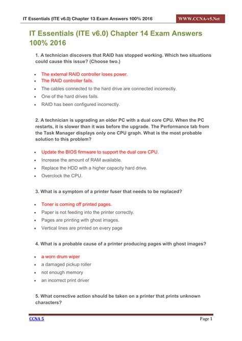 cisco it essentials chapter 9 test answers Kindle Editon