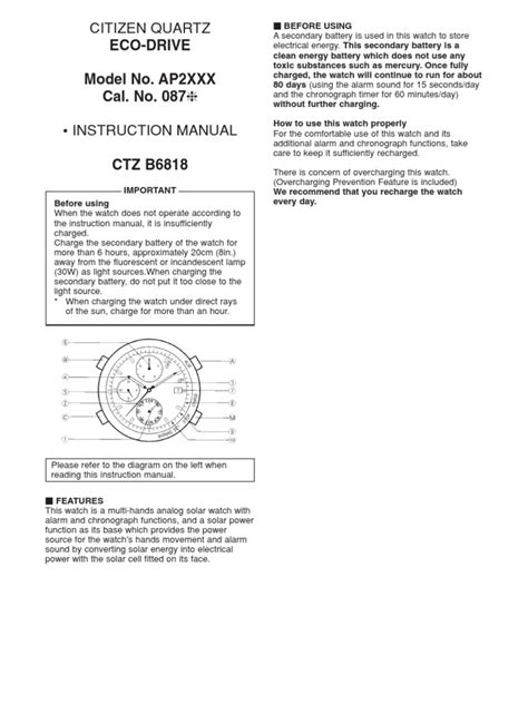 citizen eco drive instruction manual PDF