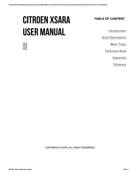 citroen xsara user manual Reader