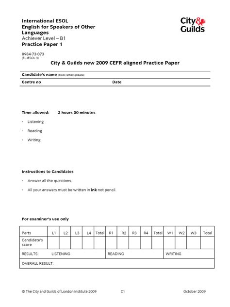 city and guilds b1 sample papers Kindle Editon