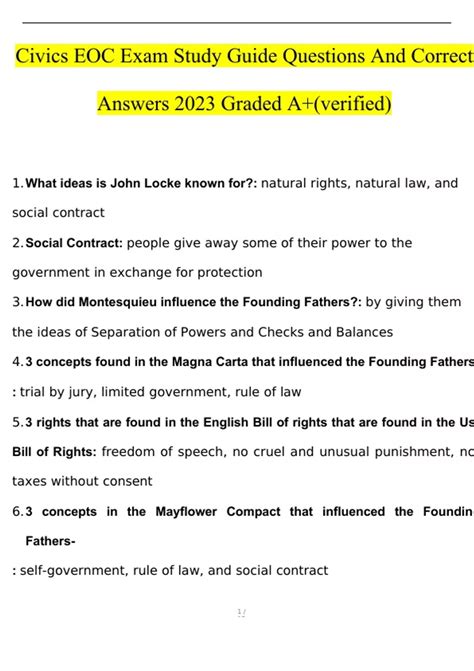 civics final exam study guide answers Doc