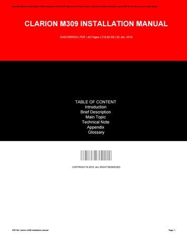 clarion m309 installation manual PDF