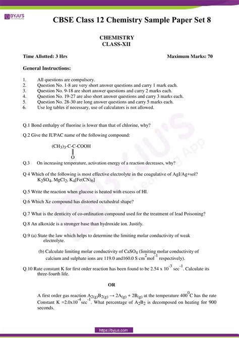 class 12 cbse chemistry sample paper 6 Reader
