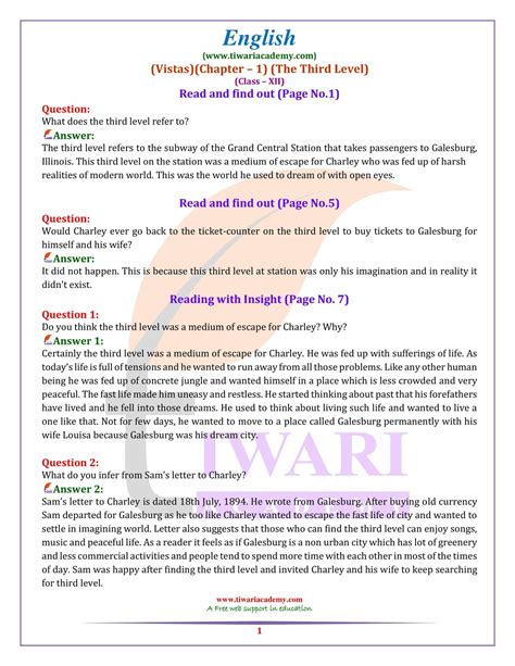 class 12 english vistas answer PDF