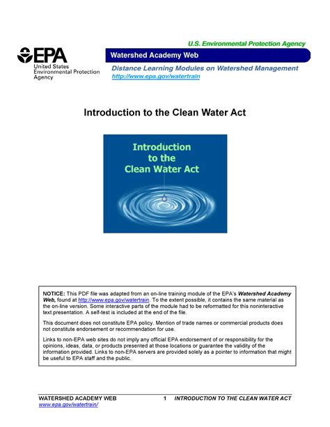 clean water act intro activity