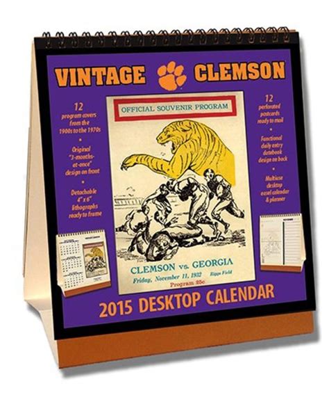 clemson tigers 2015 easel desktop vintage football calendar Doc