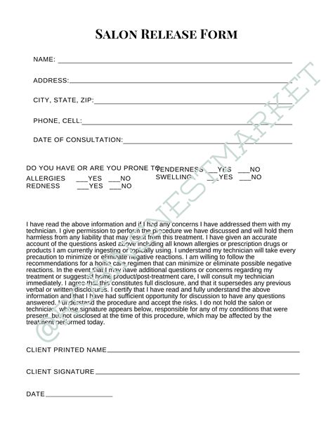 client release form for nail salon PDF