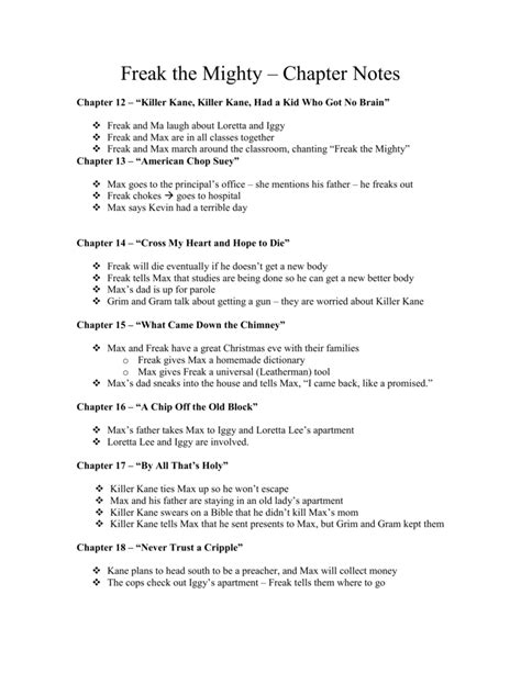 cliff notes for freak the mighty PDF