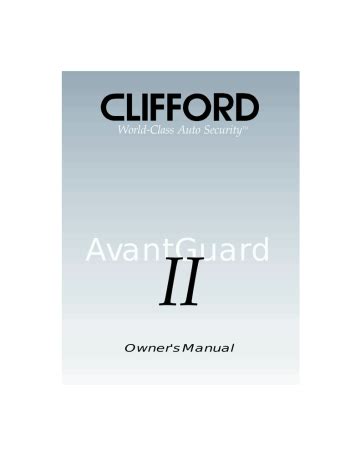 clifford avantguard 55 user manual PDF