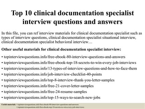 clinical documentation specialist interview questions Kindle Editon