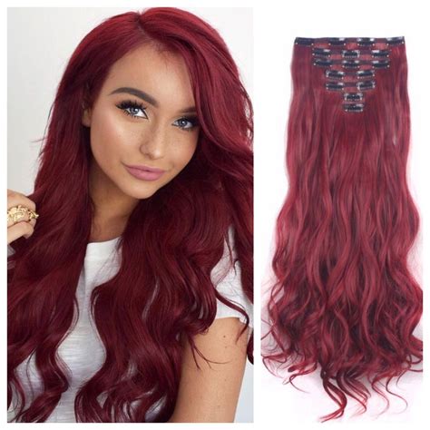 clip in red human hair extensions