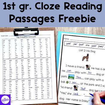 cloz passage first grade PDF