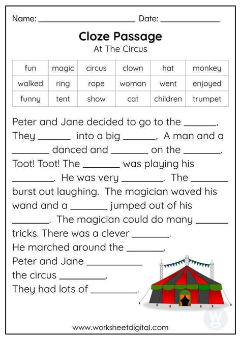 cloze test for third grade PDF
