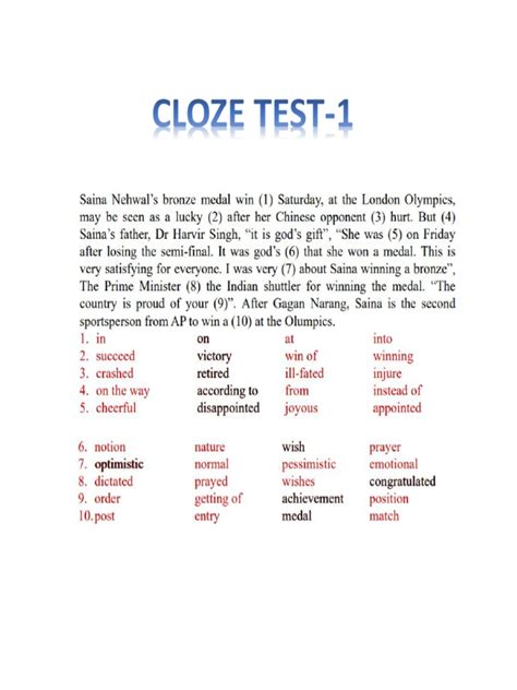cloze test practice police Reader