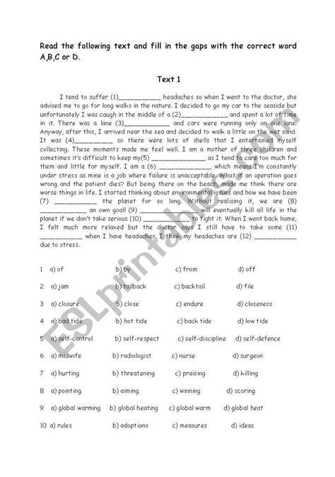 cloze test upper intermediate PDF