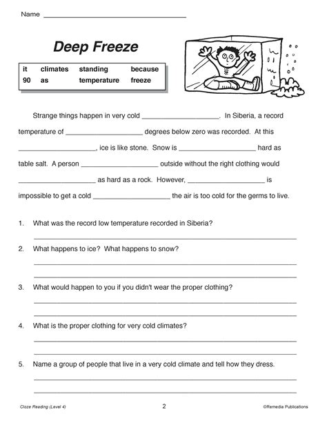cloze worksheets grade 4 PDF