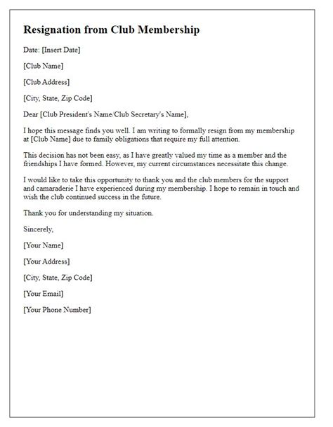 club resignation letter examples Epub