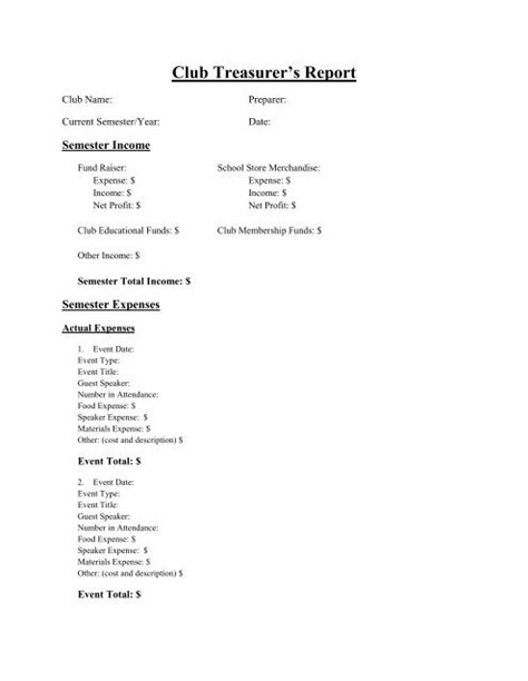 club-treasurer-report-template Ebook Reader