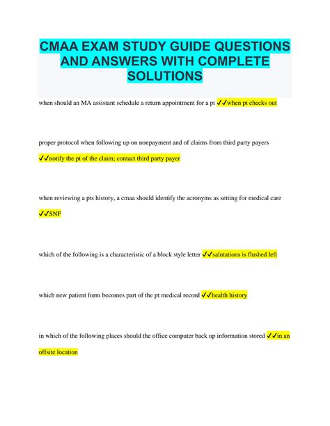 cmaa exam study guide Reader