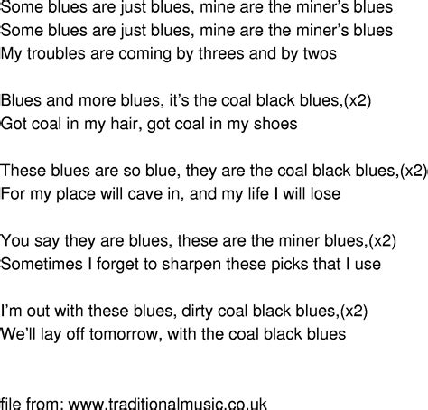 coal black mining blues lyrics PDF