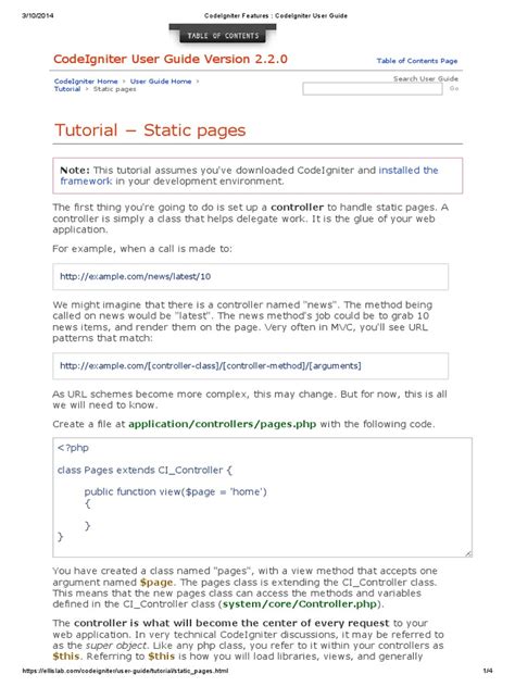 codeigniter user guide 212 Doc