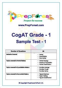cogat sample test grade 1 PDF