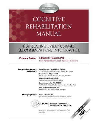 cognitive rehabilitation manual translating evidence based recommendations into practice volume 1 Doc