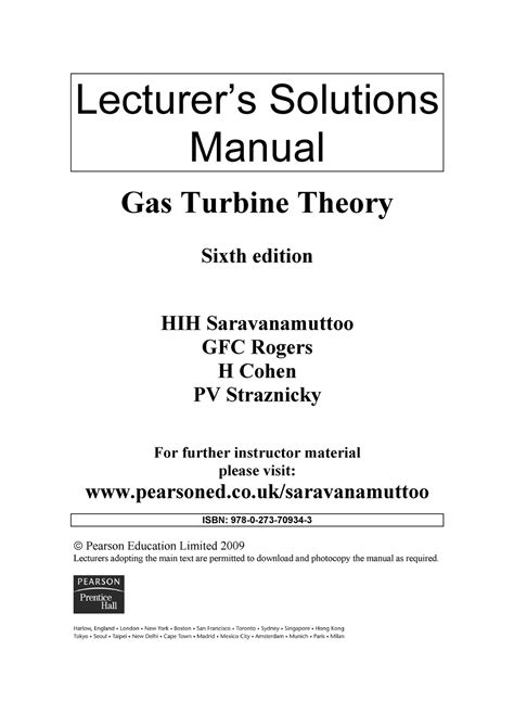 cohen gas turbine theory solution manual PDF