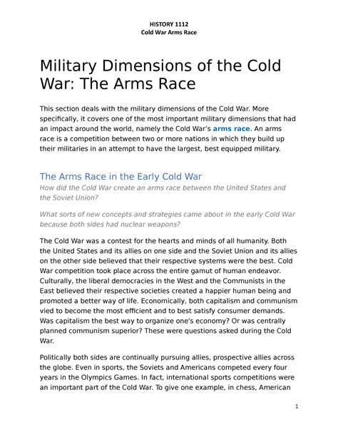 cold war arms race documents Doc