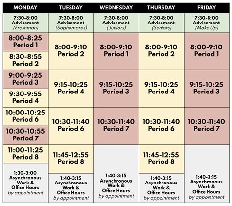 colgate course scheduled times