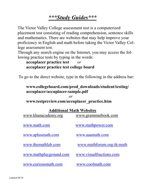 college assessment test study guide PDF