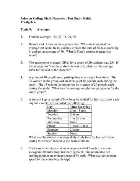 college placement test study guide math Epub