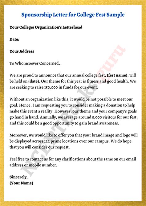 college sponsorship letter samples Reader