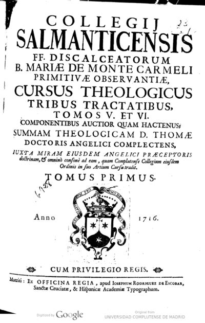 collegii salmanticensis vol discalceatorum theologicus Doc
