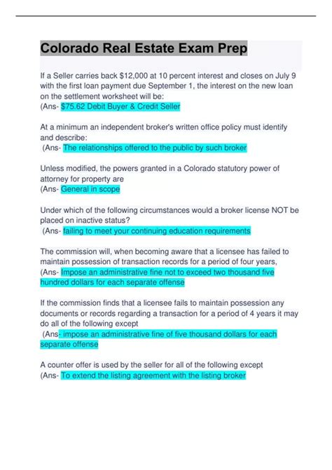 colorado real estate study guide PDF