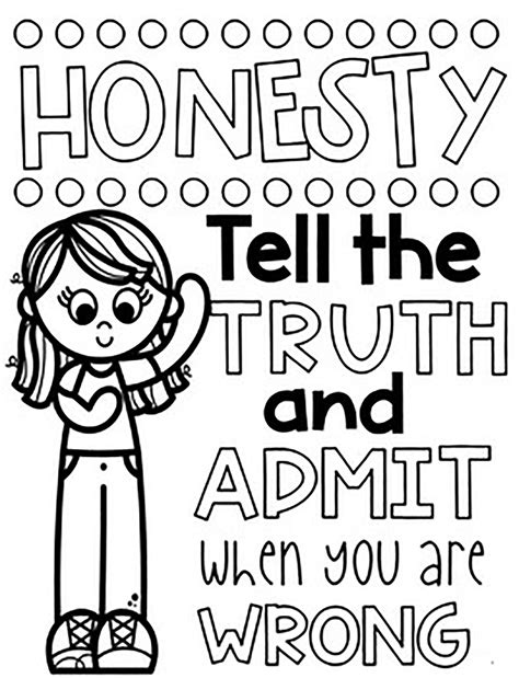 coloring pages about honesty PDF