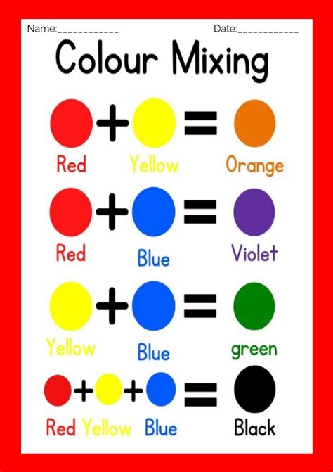 colour mixing circle template children PDF