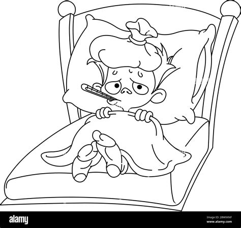 colouring page sick in bed Doc