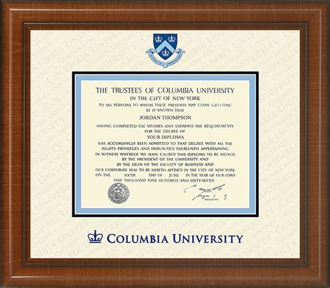 columbia university diploma frame