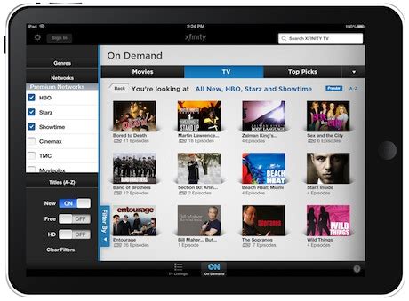 comcast xfinity ipad