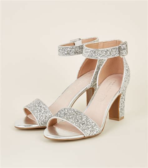 comfortable heels silver