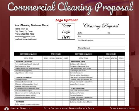 commercial cleaning bid proposal PDF
