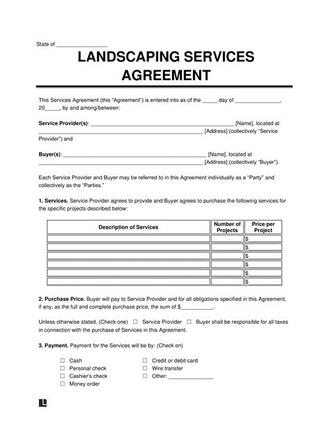 commercial landscape maintenance contract template PDF