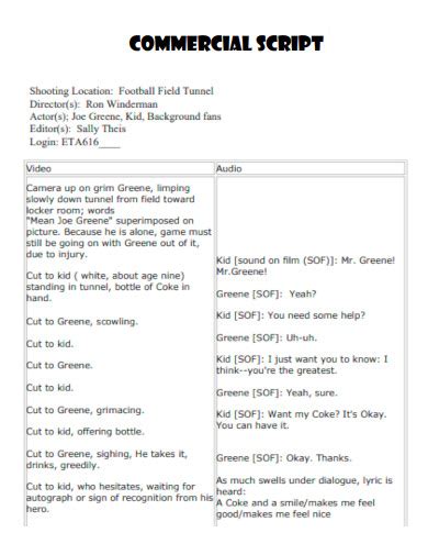 commercial script fill in the blank Reader