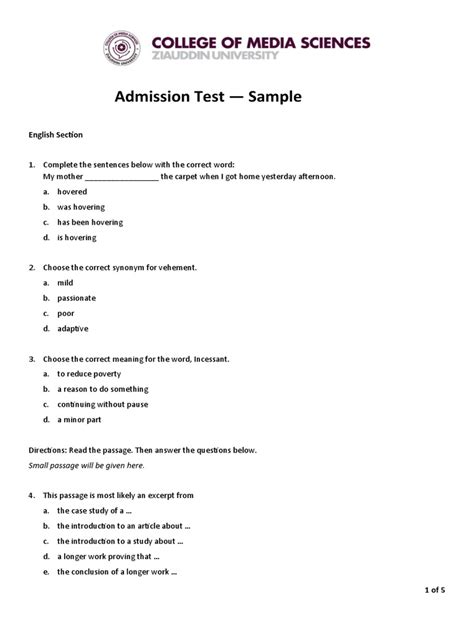 common admission test question paper Doc