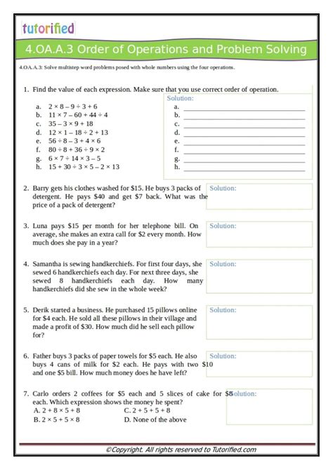 common core 4th grade math problems Kindle Editon