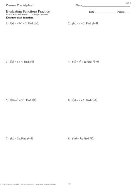 common core algebra 1 assessment PDF